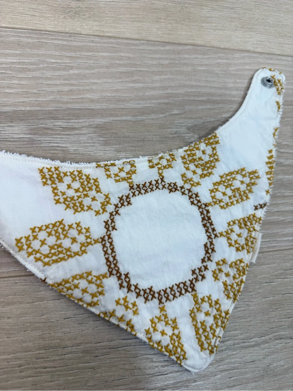 Remi Lyn & Co. Vintage Cross Stitch Sunflower Handmade Bandana Bib